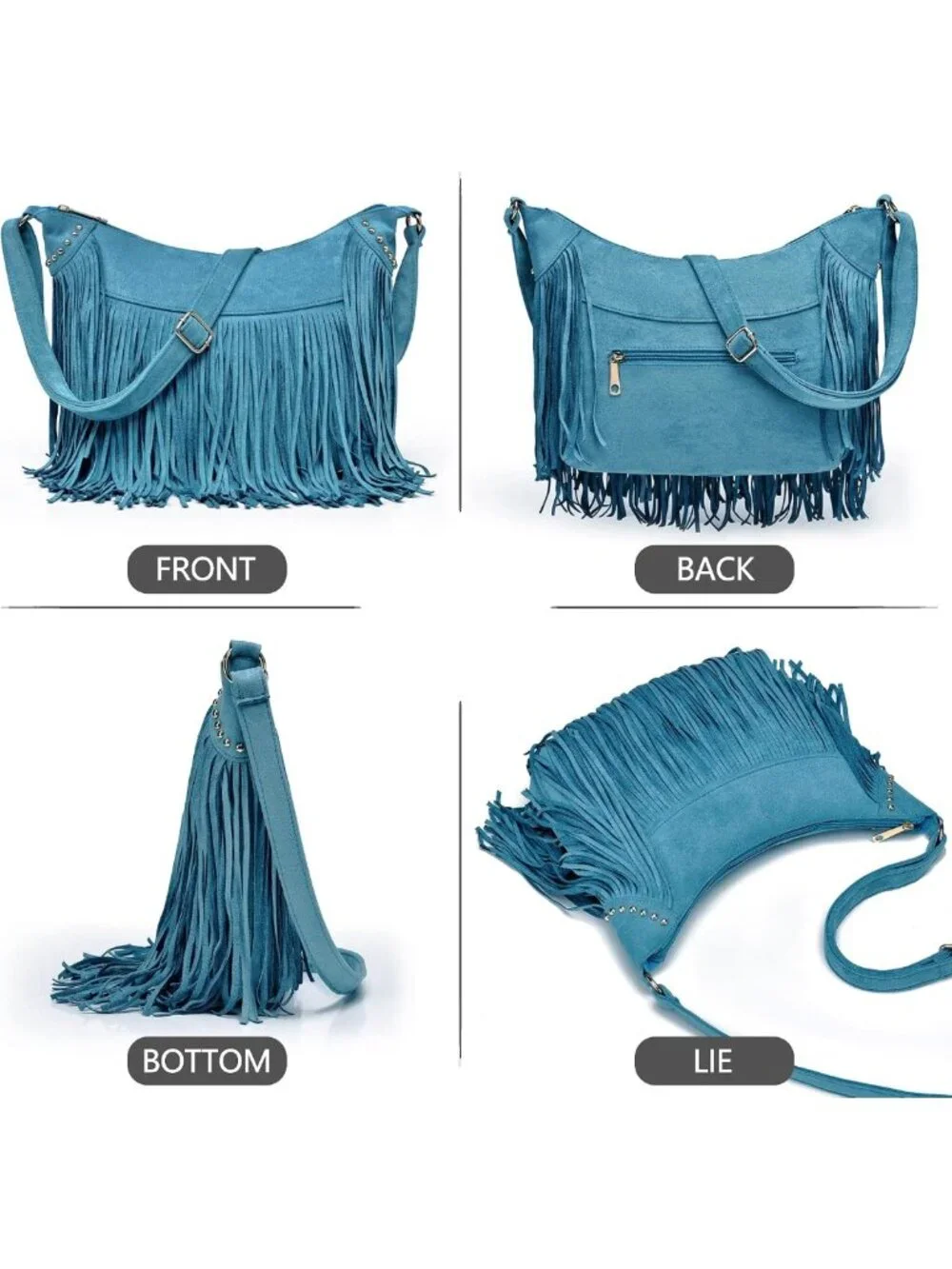 Vintage Suede Fringe Hobo Bag | Hippie Crossbody Purse with Tassels for Women